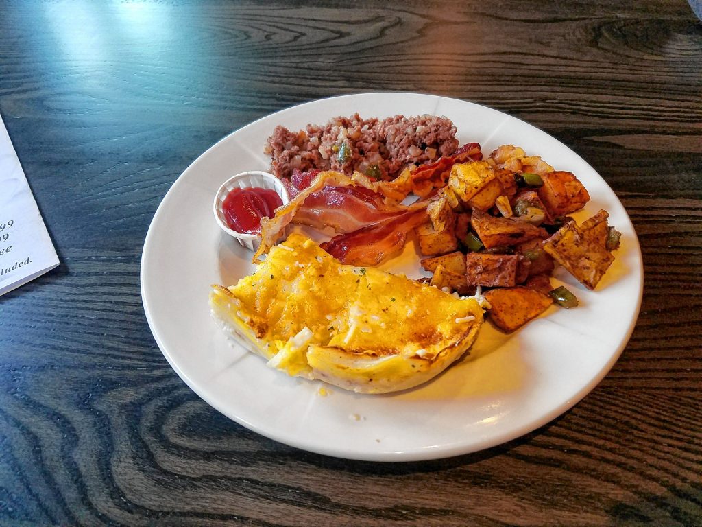 We tried some corned beef hash, bacon, home fries and eggs lasagna from the breakfast buffet at the Red Blazer last week. THE FOOD SNOB / Insider staff