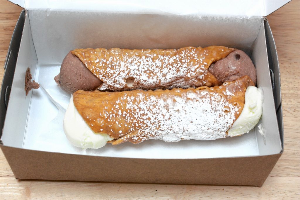We tried a pistachio (front) and a Nutella cannoli from The Cannoli Stop @ The Candy Shop on Loudon Road. THE FOOD SNOB / Insider staff