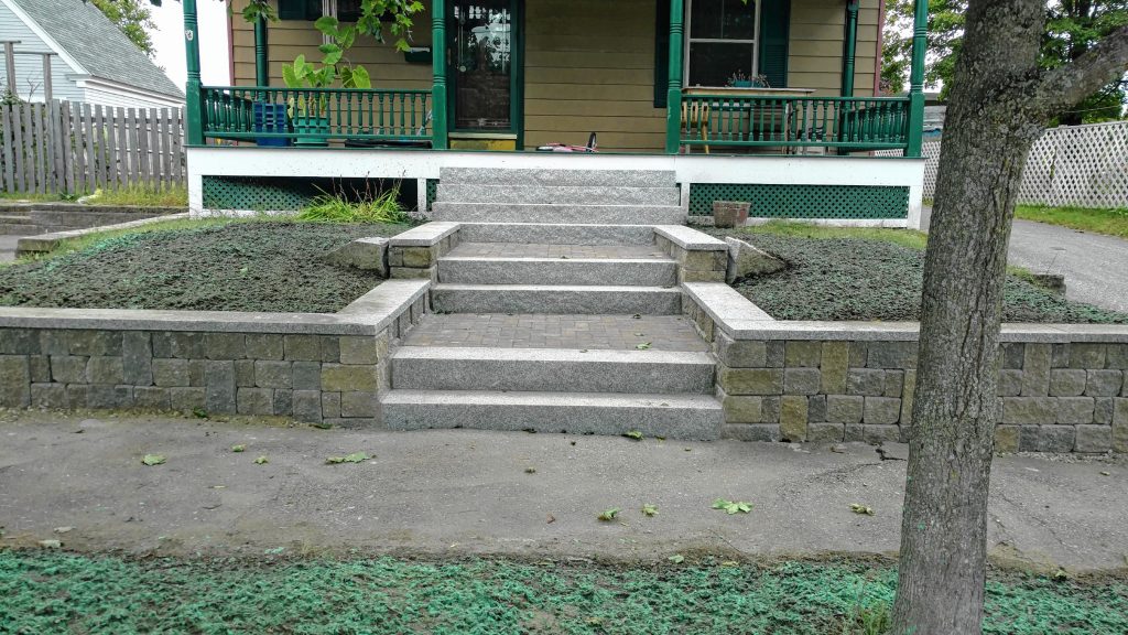 Brochu Nurseries & Landscaping is big on hardscapes, including full stone staircases and retaining walls. Courtesy of Brochu Nurseries & Landscaping