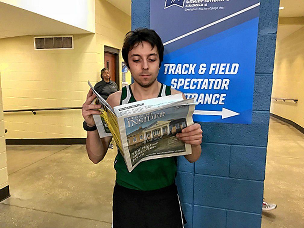 Warren Bartlett of Loudon, a junior at Plymouth State University took the Concord Insider to the NCAA Division III Men's Indoor Track and Field Championships in Birmingham, Ala., where he competed in the mile, placing 13th in the preliminaries. Courtesy of Brewster Bartlett