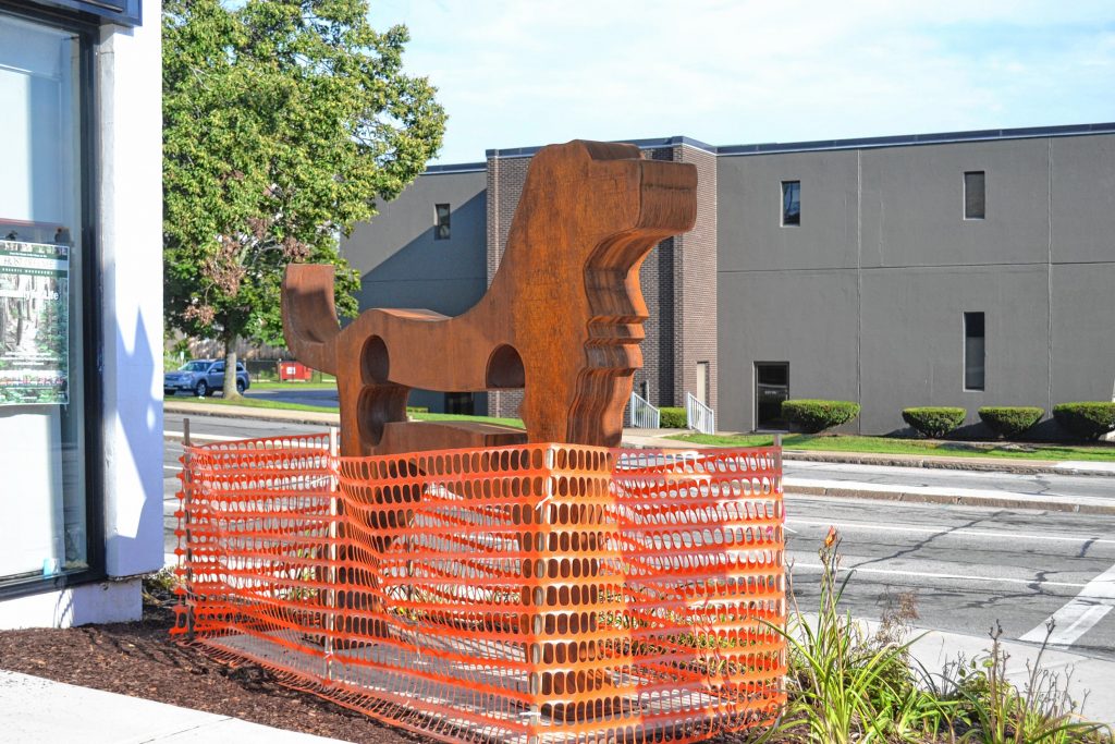 American Dog by sculptor Dale Rogers was recently installed at the corner of North Main and Centre streets as part of the city's ongoing public art initiative. TIM GOODWIN / Insider staff