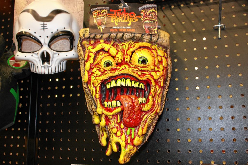 If you're looking to stand out from the costumed crowd this Halloween, consider going with the rare scary pizza mask. It's pretty unlikely that you'll see another scary pizza while out trick-or-treating or bobbing for apples at the family Halloween party. JON BODELL / Insider staff