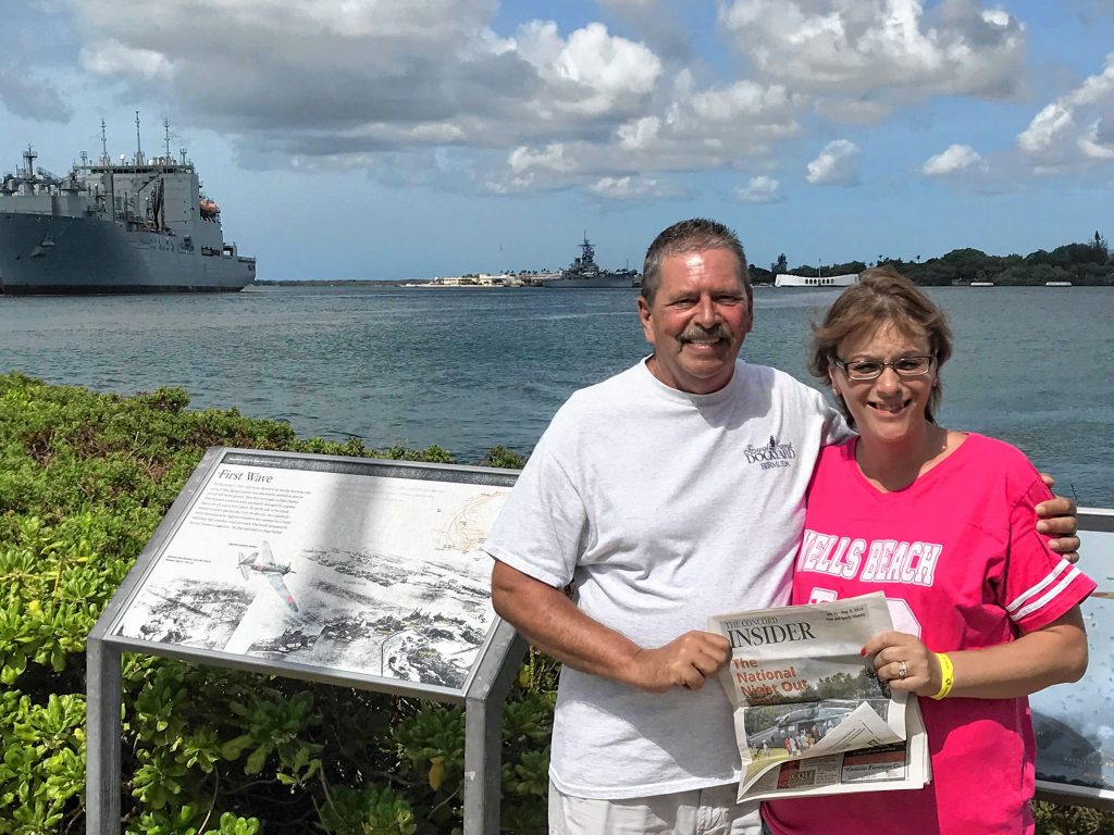 Robert and Nancy Bussiere took the Insider along with them on their honeymoon to Hawaii in August. Along with five nights in Honolulu and a seven-day cruise was a visit to Pearl Harbor on the island of Oahu. Courtesy of Robert and Nancy Bussiere
