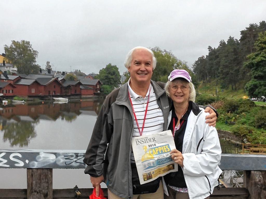 Scott and Cindy Rainie took the Insider with them on a cruise of the Baltic. This picture was taken in Porvoo, Finland, just outside Helsinki. Thanks for taking us along, Scott and Cindy! Are you going somewhere cool any time soon? If so, take a copy of the Insider along with you and have your picture taken holding it in front of something memorable or otherwise picturesque. We'll run the photos as soon as we can in the order in which we receive them. Courtesy of Cindy Rainie