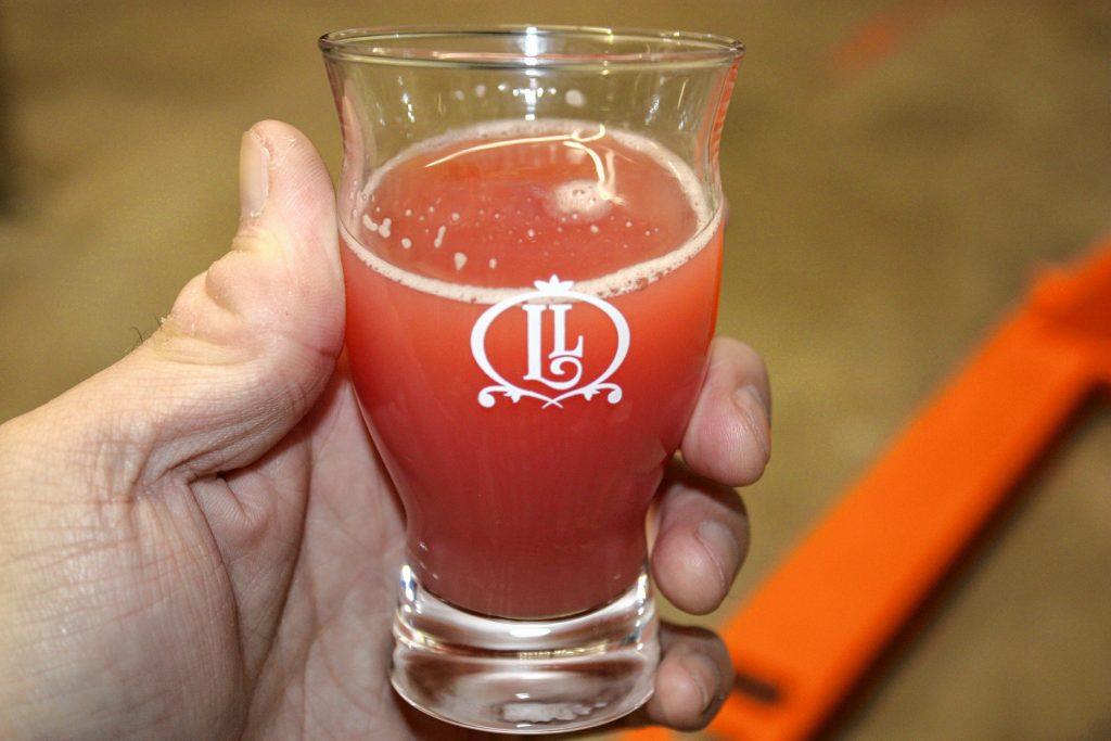 A sampling of Under My Plum, a new plum-based sour ale from Lithermans Limited.  JON BODELL / Insider staff