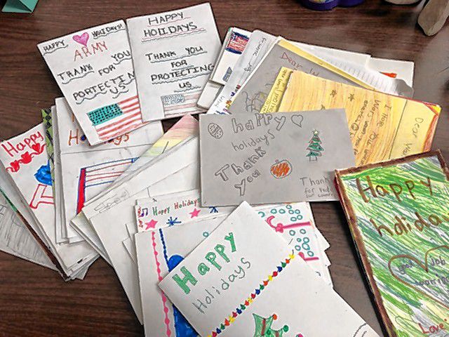 The Holiday Cards 4 Our Military initiative produced nearly 40,000 cards, all from New Hampshire students and families, to be sent to members of the armed forces.  Courtesy of Laura Landerman-Garber