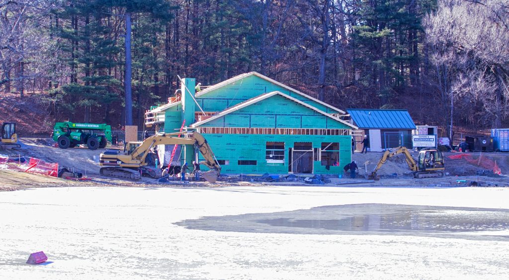 The new White Park skate house is making progress as the roof is being put up and walls are up at the site of the old skate house. GEOFF FORESTER
