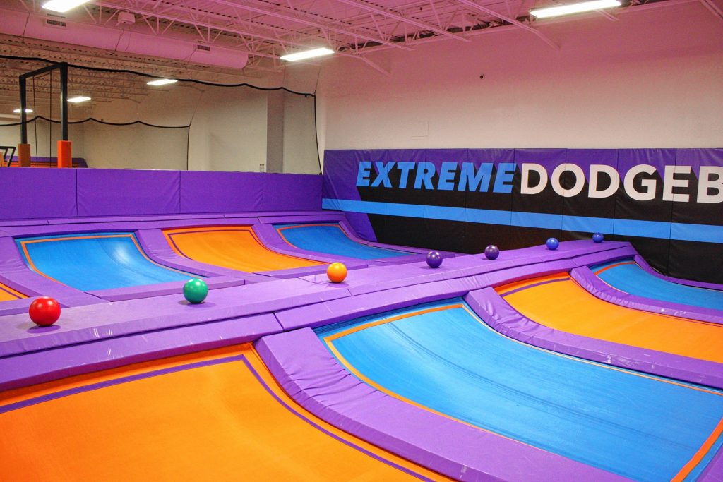 Altitude Trampoline Park at Steeplegate Mall has all the attractions you'd expect at a trampoline park -- mainly, trampolines. There are also foam pits, a rock wall, a dodgeball court, basketball hoops and more. JON BODELL / Insider staff