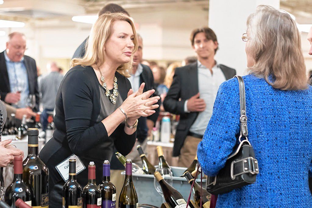 Cynthia Lohr of J. Lohr Vineyards talks with consumers during the 2018 Winter Wine Spectacular. Susan Laughlin / Courtesy of N.H. Liquor Commission