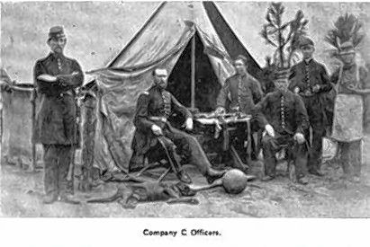 Young Eddie Quinn (third from left) stands with the Third New Hampshire Regiment, Company C, during the Civil War. Quinn joined Company C as a teenager as a waiter and later died on the battlefield.  Courtesy of N.H. Historical Society