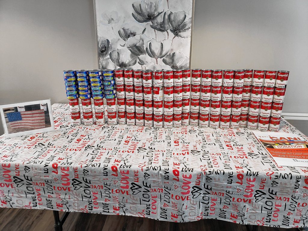 Cobblestone Pointe Active Living, located in East Concord, participated in a “Canned Food Sculpture” recently. We raised over 60 Campbell’s soup cans and more than 20 Starkist tuna cans to create our “We Salute You, America” American flag sculpture. All donations will be dropped off to First Congregational Church of Concord. Courtesy of Danielle Merrill