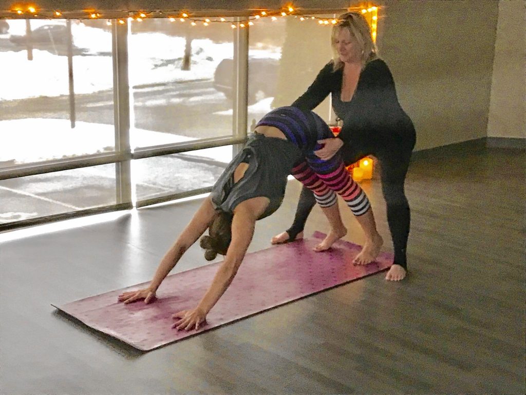 Some words of wisdom from yoga instructor Tina Poirier: It's important to not worry about what your body looks like in a yoga pose (asana) and let the practice unfold organically for you. Don't have an agenda when beginning your practice. Courtesy of Crystal Reynolds