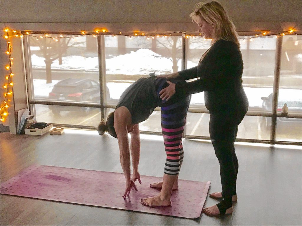 Some words of wisdom from yoga instructor Tina Poirier: It's important to not worry about what your body looks like in a yoga pose (asana) and let the practice unfold organically for you. Don't have an agenda when beginning your practice. Courtesy of Crystal Reynolds