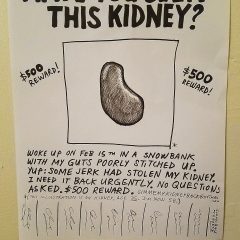 Around Town: Missing kidney poster spotted in True Brew bathroom