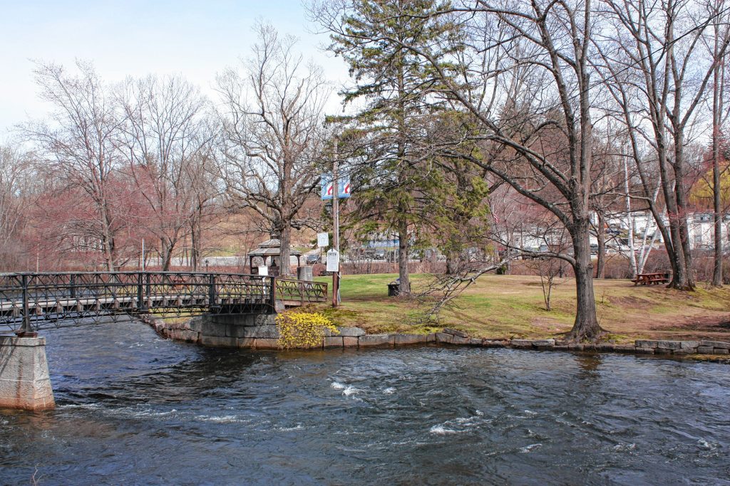 The Tilton Island Park, in the Winnipesaukee River, is one of Tilton's quaint, peaceful landmarks. The bridge that leads from the street to the island is on the National Register of Historic Places.  JON BODELL / Insider staff