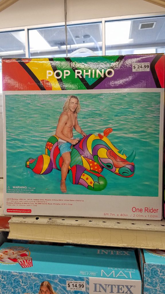 Be the raddest bro at the city pool with this gnarly Pop Rhino float. (Jeff Spicoli not included.) JON BODELL / Insider staff