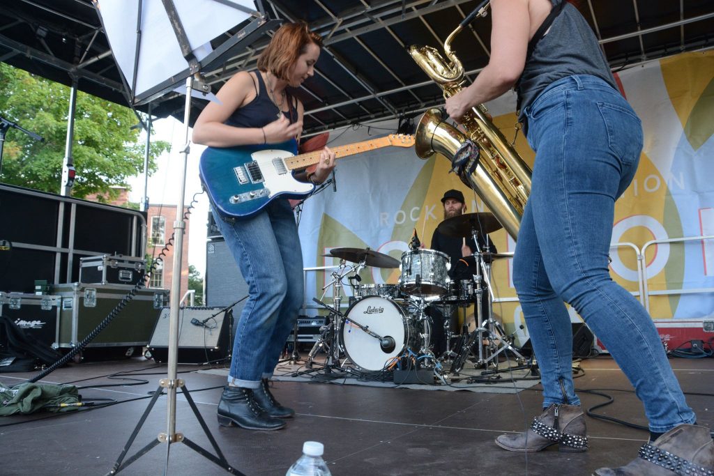 Holly Miranda jams on stage at the 2017 Rock On Fest in downtown Concord. The 2018 festival figures to be even bigger and better than last year's. Jeff Topping / Courtesy of Rock On Foundation