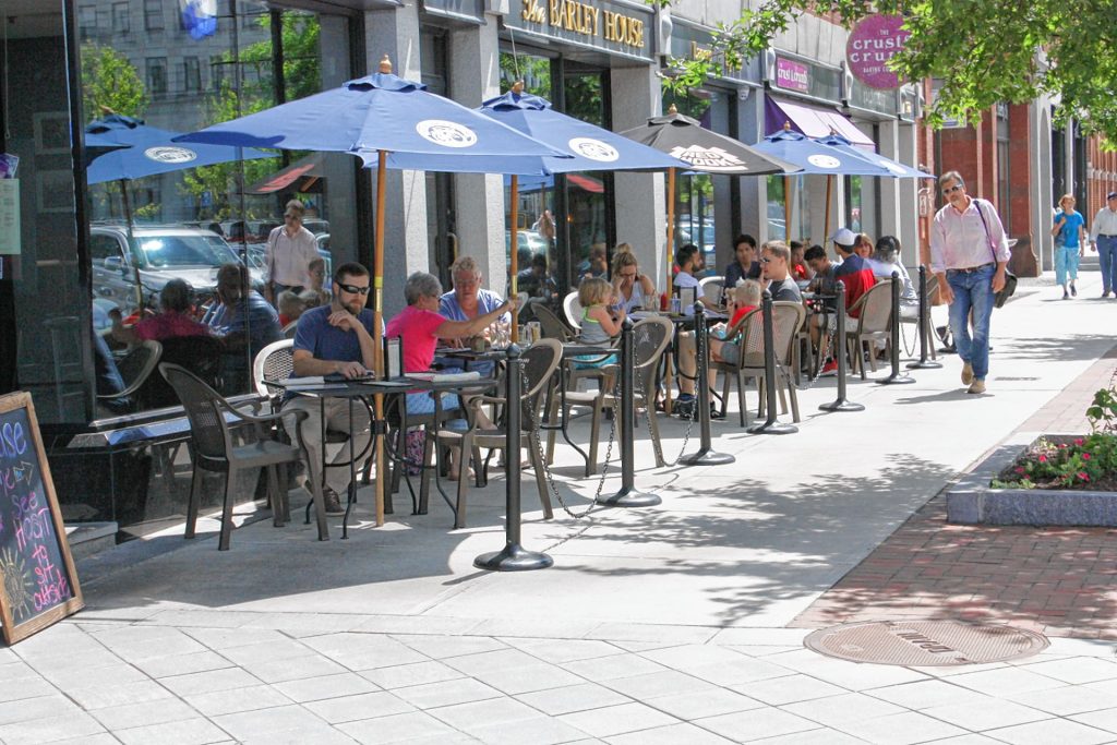 The Barley House has a roped-off section of tables on the North Main Street sidewalk that can accommodate up to 20 outdoor diners. JON BODELL / Insider staff
