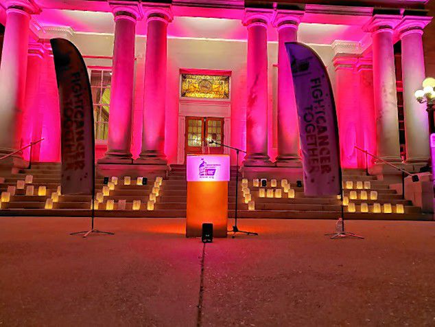 Community members gathered at the State House on Aug. 23 for Light Up the Capitol, a small-scale version of the Lights of HOPE event held in Washington, D.C., each year in September where Lights of Hope Bags line the Lincoln Memorial to honor those touched by cancer.  The event, hosted by Making Strides Against Breast Cancer and the American Cancer Society Action Network, featured food trucks, live music, lawn games and activities for the whole family. Attendees donated Lights of Hope bags, which were placed around the State House to celebrate those who have overcome cancer and to honor those who have lost their battles. Courtesy of American Cancer Society