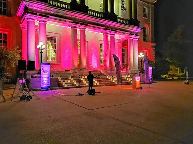 Community members gathered at the State House on Aug. 23 for Light Up the Capitol, a small-scale version of the Lights of HOPE event held in Washington, D.C., each year in September where Lights of Hope Bags line the Lincoln Memorial to honor those touched by cancer.  The event, hosted by Making Strides Against Breast Cancer and the American Cancer Society Action Network, featured food trucks, live music, lawn games and activities for the whole family. Attendees donated Lights of Hope bags, which were placed around the State House to celebrate those who have overcome cancer and to honor those who have lost their battles. Courtesy of American Cancer Society