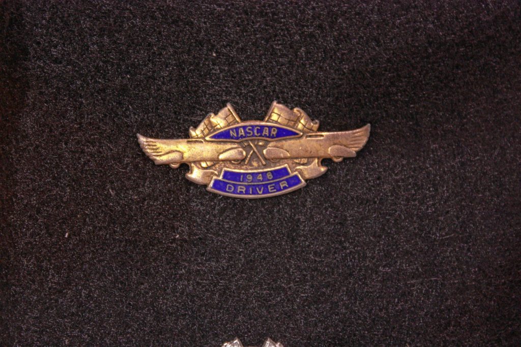 This is a Nascar driver pin from 1948, the very first year of Nascar races. It's hard to know for sure, but this may be the only remaining 1948 Nascar driver's pin in existence.  JON BODELL / Insider staff