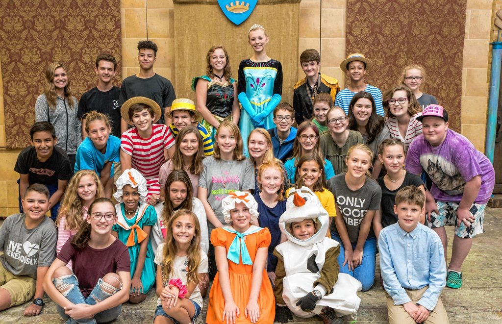 The young cast and crew of the Children's Theatre Project of the Community Players of Concord's production of Disney's Frozen Jr., to be performed at Concord City Auditorium on Oct. 18 and 19. Courtesy of Ellen Burger