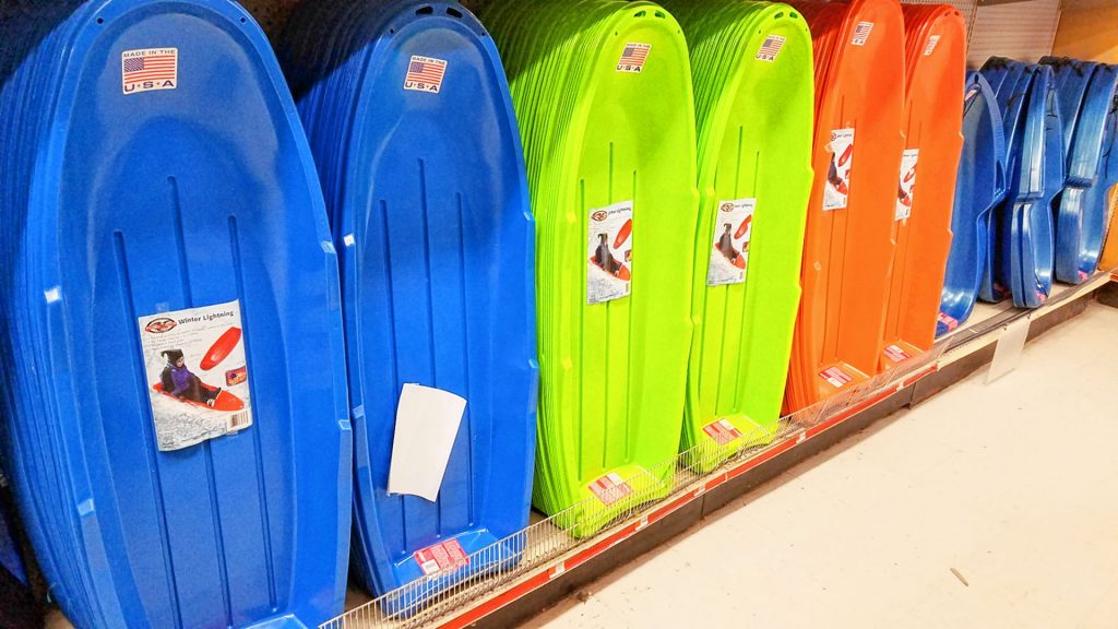 With the arrival of snow comes the arrival of sleds. Pick your favorite style and color at Ocean State Job Lot. JON BODELL / Insider staff