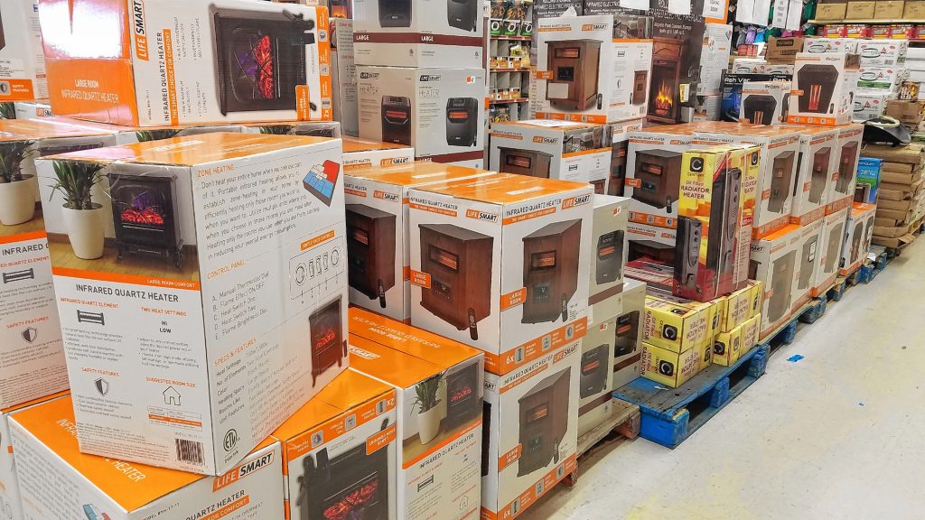 Got a nagging draft in your house? Solve that quick with a large-room space heater, of which the Job Lot has dozens in stock in assorted sizes and styles. JON BODELL / Insider staff