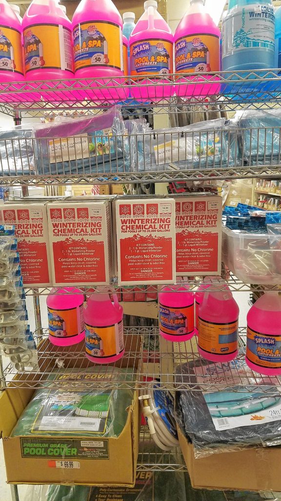 If you still haven't squared away your pool for the winter, you can get everything you need on one shelf at Ocean State Job Lot, from winterizing kits to antifreeze to tarps and more. JON BODELL / Insider staff