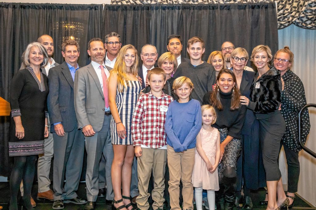 Greater Concord Chamber of Commerce 2019 Citizen of the Year recipient Claudia Walker (center) surrounded by family members (back row, from left) Leslie Walker, Jamie Pelissier, Corey Belobrow, Denny Boys, Glenn Walker, Tish Boys, Dr. John Vookles, Scott Walker, Tucker Boys, Donna Rice, John Boys, Mary Frances Pitts, Kimberly Boys, Sarah Boys (front row, from left) Porter Boys, Adam Boys, Althea Boys and Sydney Rice. Courtesy of Greater Concord Chamber of Commerce