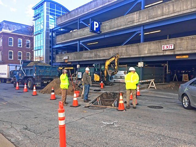 Work continues at the School Street parking garage. Courtesy of City of Concord