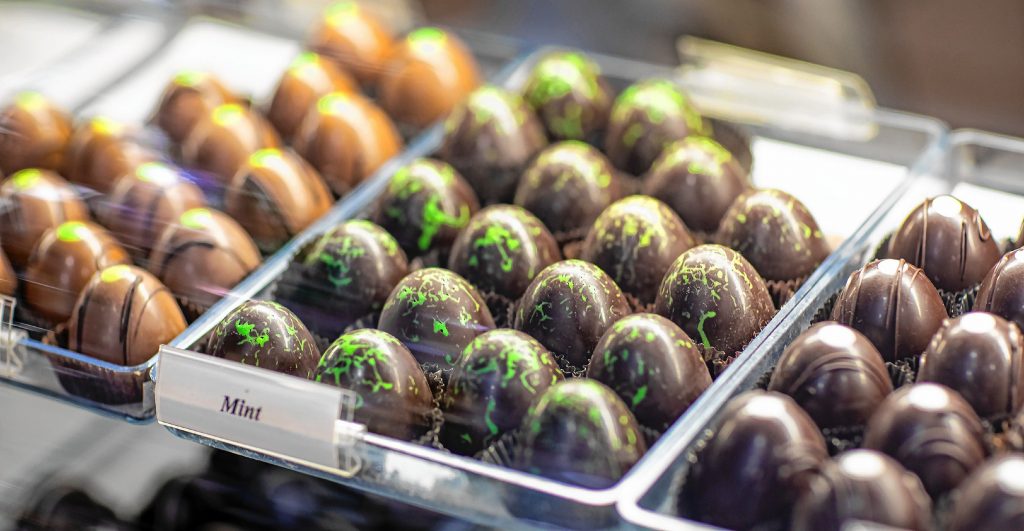 Minted chocolate balls at Granite State Candy on Warren Street in Concord. GEOFF FORESTER