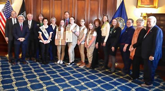 Emily Galeva, 14, of Lebanon; Katelin Howe, 15, of Bow; Leizel Robinson, 16, of Boscawen; Carly Hunt, 12, of Newton; and Hanne Stuke, 12, of Hopkinton were among those present on Feb. 19 as Gov. Chris Sununu proclaimed the weekend of Feb. 28 to March 1 as Girl Scout Cookie Weekend.  