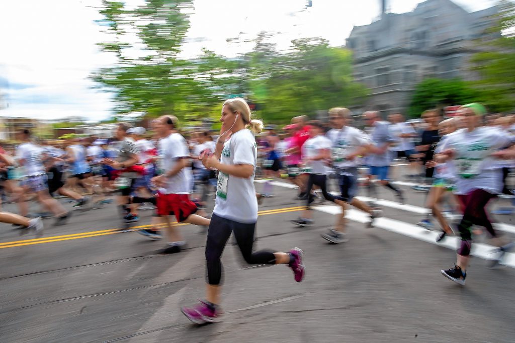 Runners at the start of the 2019 Payson Center for Cancer Care's Rock 'N Race in downtown Concord on Thursday, May 16, 2019. The Concord Hospital event has raised more than $3.5 million dollars for Cancer Care since 2003. 