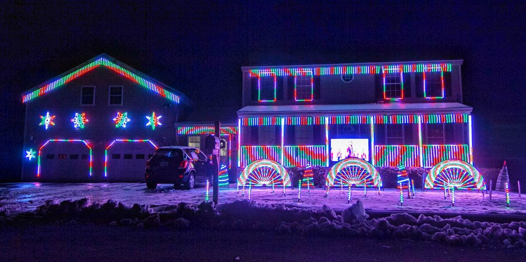 29 Winterberry Ln in Concord  puts on a light show that is coordinated with music. The show is free and avalible for viewing 5pm-9pm every night until Chirstmas. ALLIE ST PETER