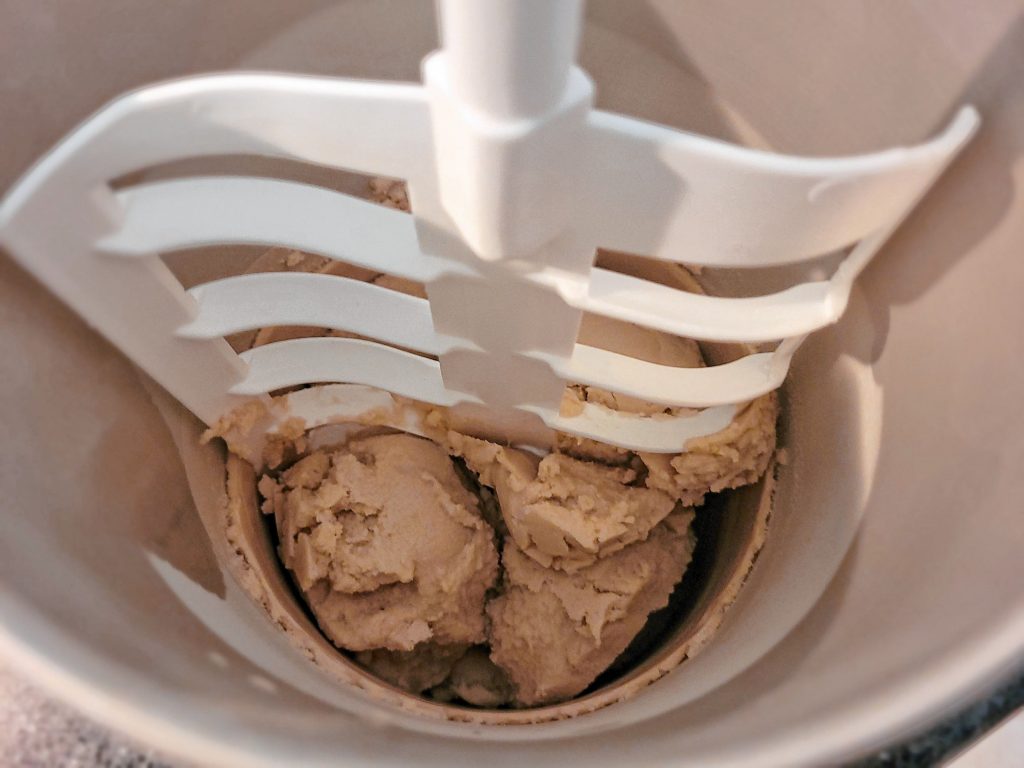 Ice cream machine churns and chills the mixture.  Sarah Pearson