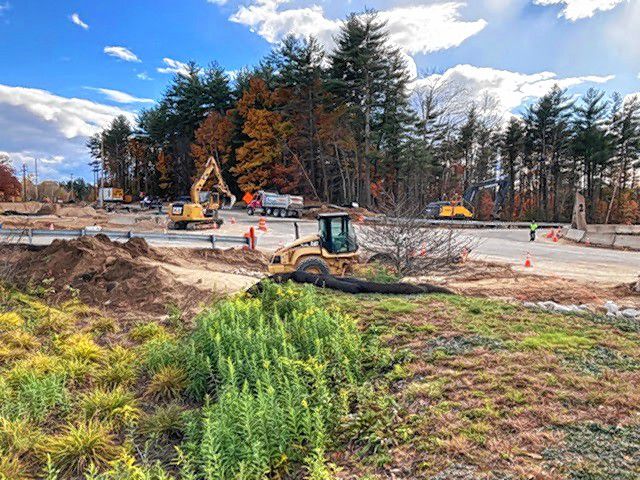 F.L. Merrill has completed the stormwater drainage and water main extension in the vicinity of the future roundabout at the intersection of Merchants Way and Whitney Road.