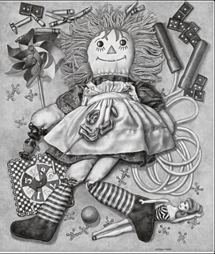 Toy Stories 19”w X 22 1/4”h Graphite and acrylic  