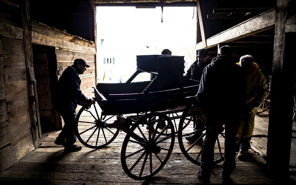 With the help of the Penacook Historical Society, the Abbot-Downing Historical Society was able to store of its eight 19th century coaches and carriages at the Rolfe Barn on Penacook Street on Tuesday, October 27, 2021. GEOFF FORESTER