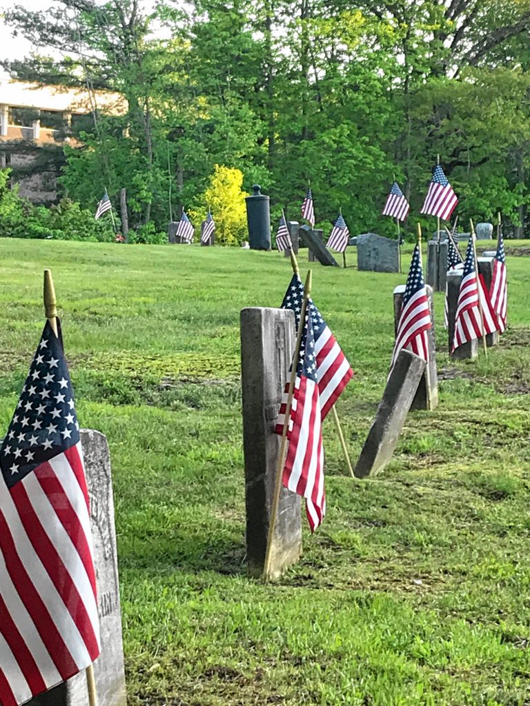 Graves of veterans at Blossom Hill Cemetery.  