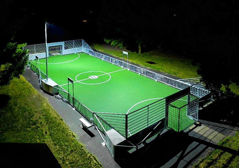 The photo from Musco Lighting is an example of what Concord’s soccer mini pitch will look like once completed. 