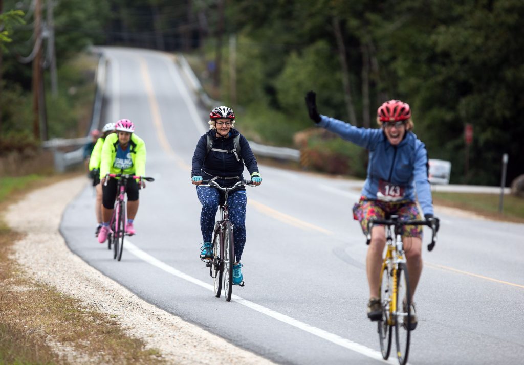 Participants ride along Rt. 127 in Hopkinton during their 30-mile trek for the bicycle fundraiser for the Pedaling for Hope Fund at Concord Hospital Payson Center for Cancer Care on Saturday, September 14, 2019. The event raised more than $157,000 to provide cancer patients last year alone. 