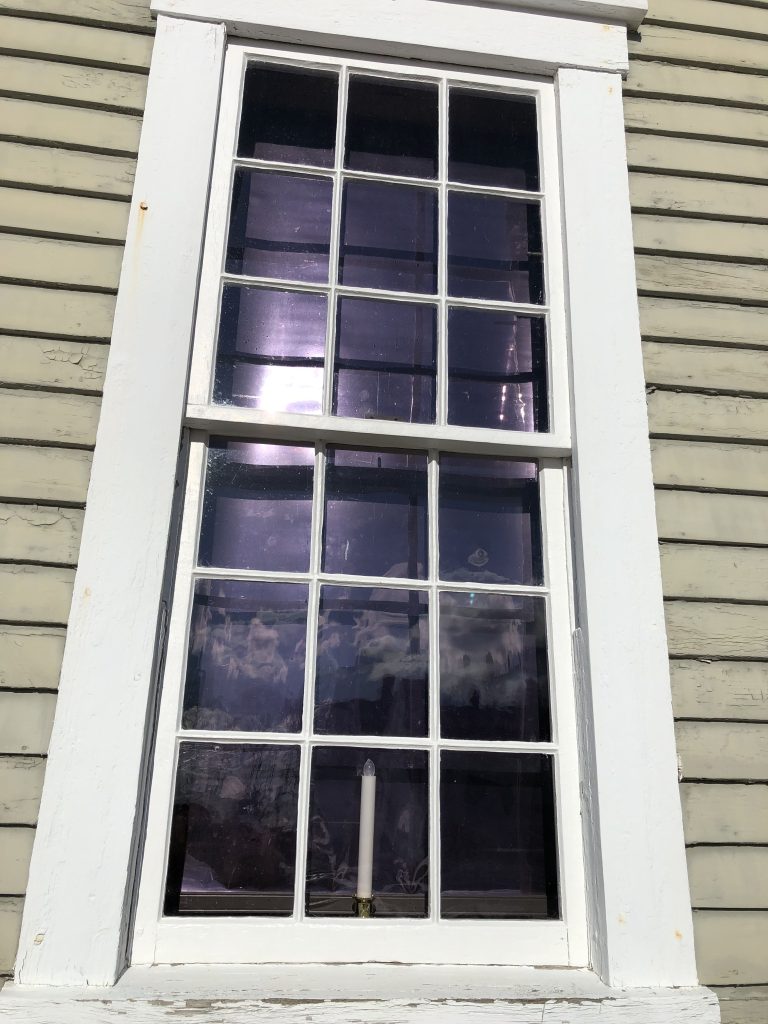 Newly restored windows at Shaker Village in Canterbury.